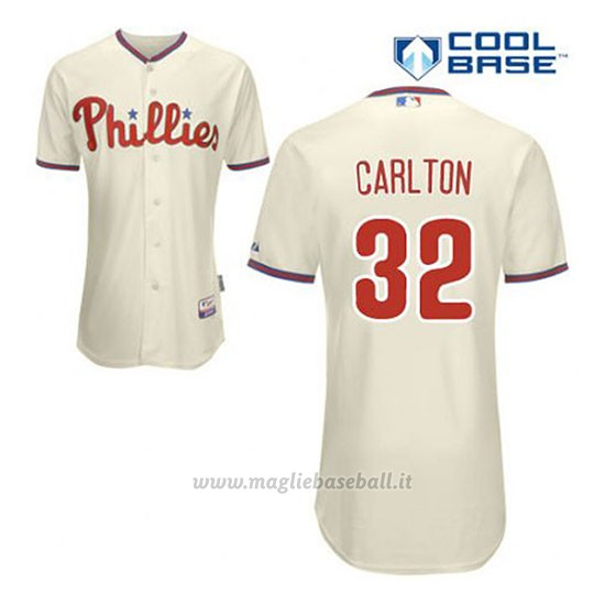 Maglia Baseball Uomo Philadelphia Phillies Steve Carlton 32 Crema Alterner Cool Base